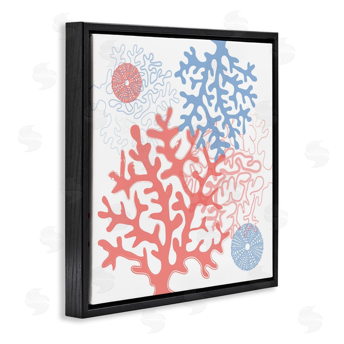 Martina Pavlova Abstract Coral & Urchins Black Floating Frame Canvas Wall Art Print