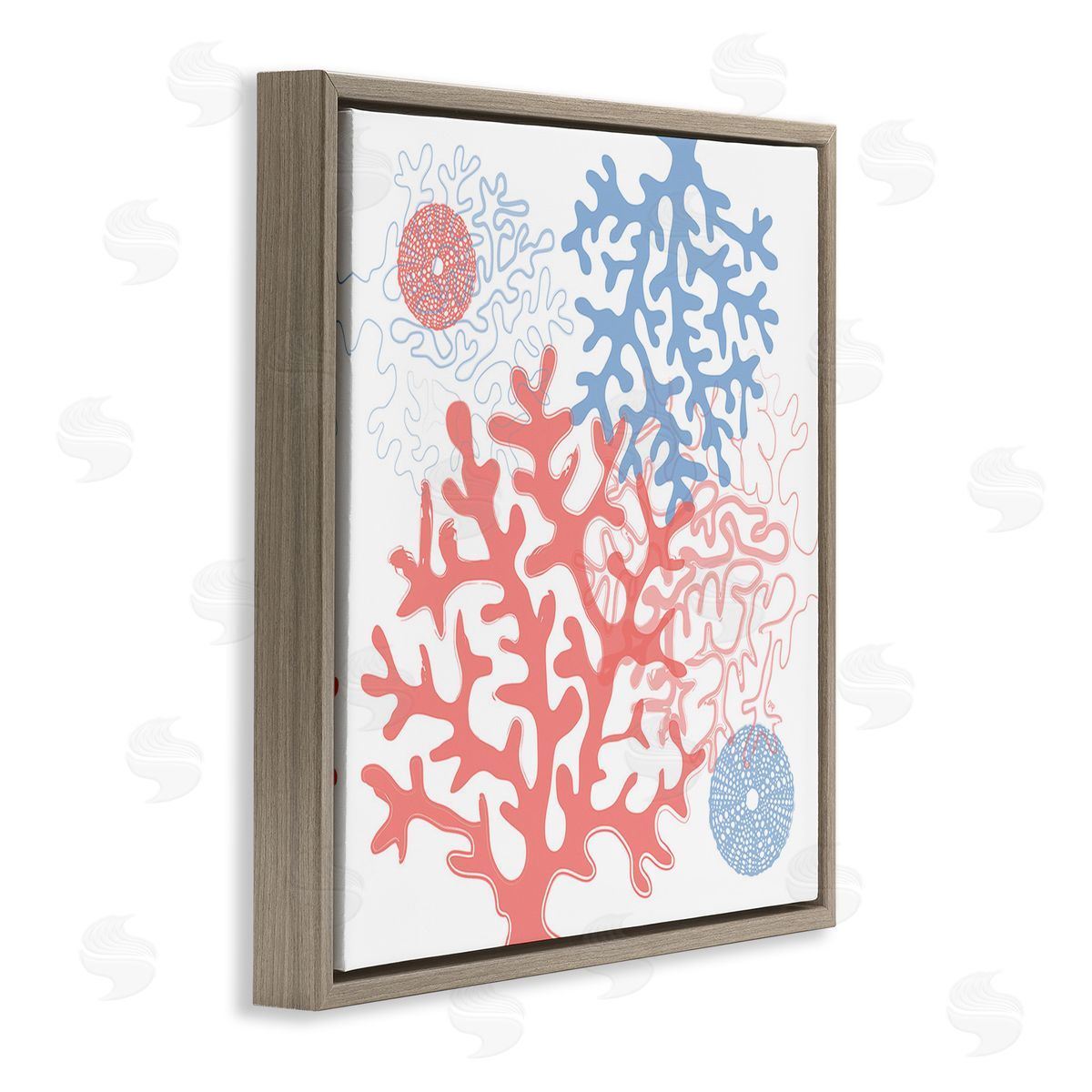 Martina Pavlova Abstract Coral & Urchins Brown Floating Frame Canvas Wall Art Print