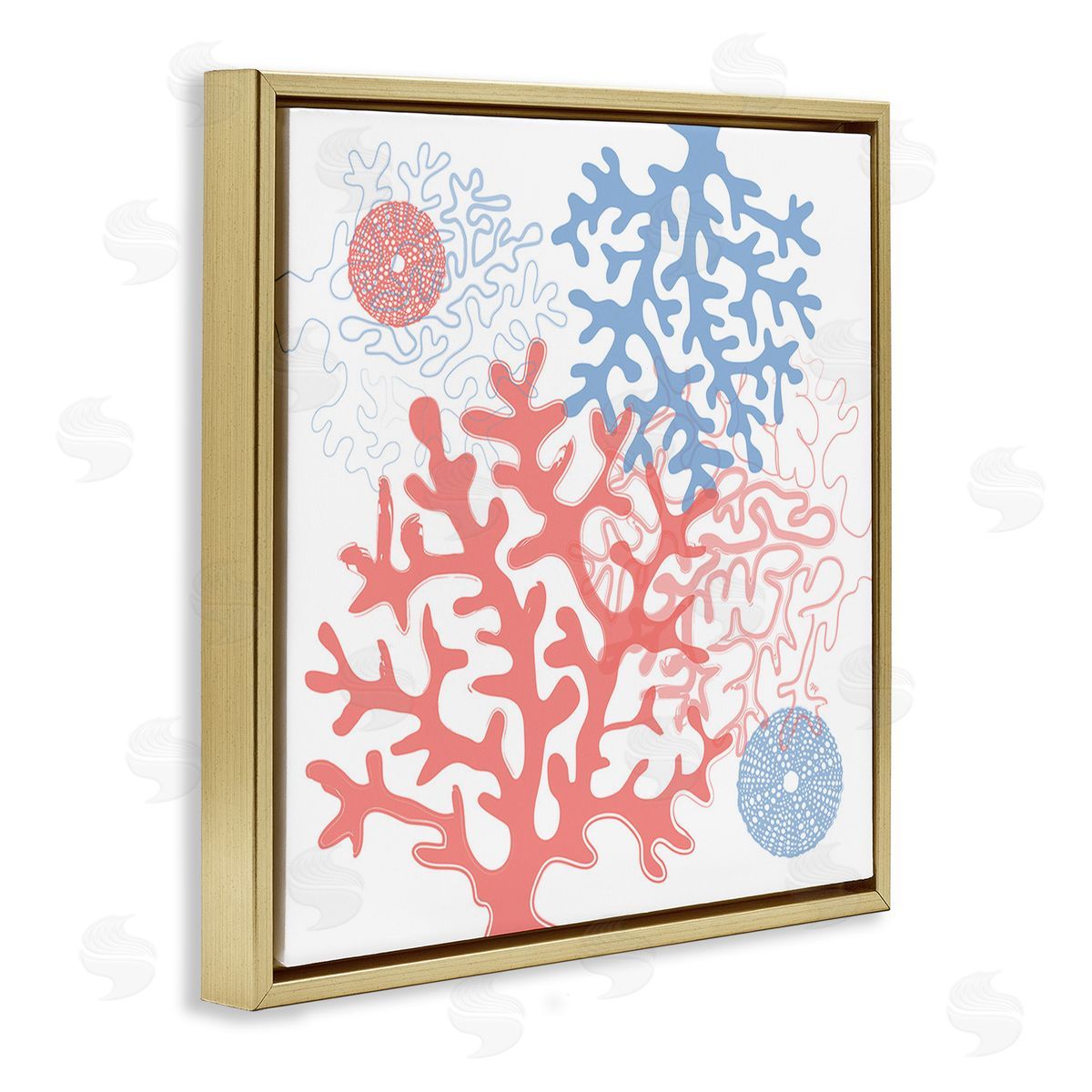 Martina Pavlova Abstract Coral & Urchins Gold Floating Frame Canvas Wall Art Print