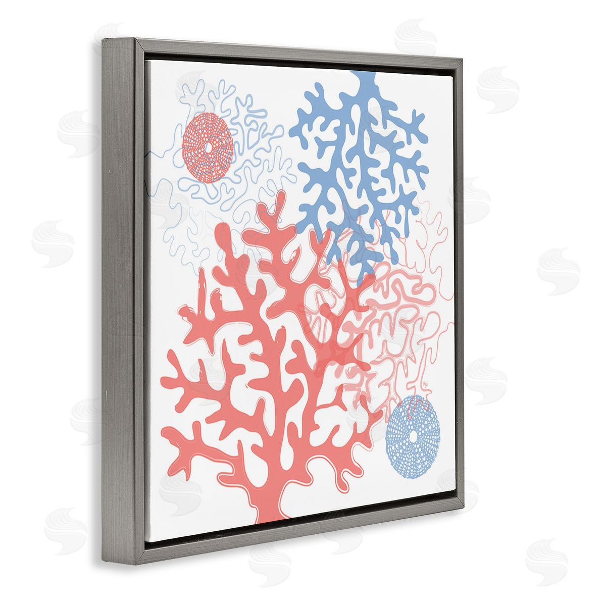 Martina Pavlova Abstract Coral & Urchins Gray Floating Frame Canvas Wall Art Print