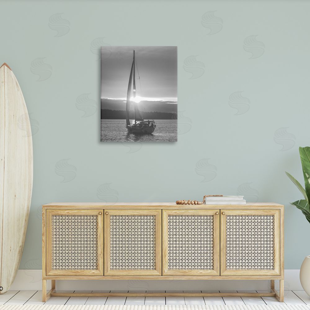 Stupell Studio Grey Sailboat Seascape