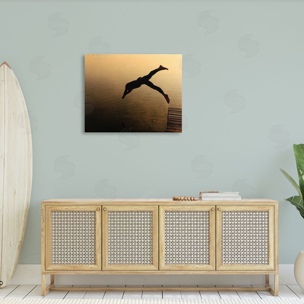 Stupell Studio Diving Off Dock Silhouette