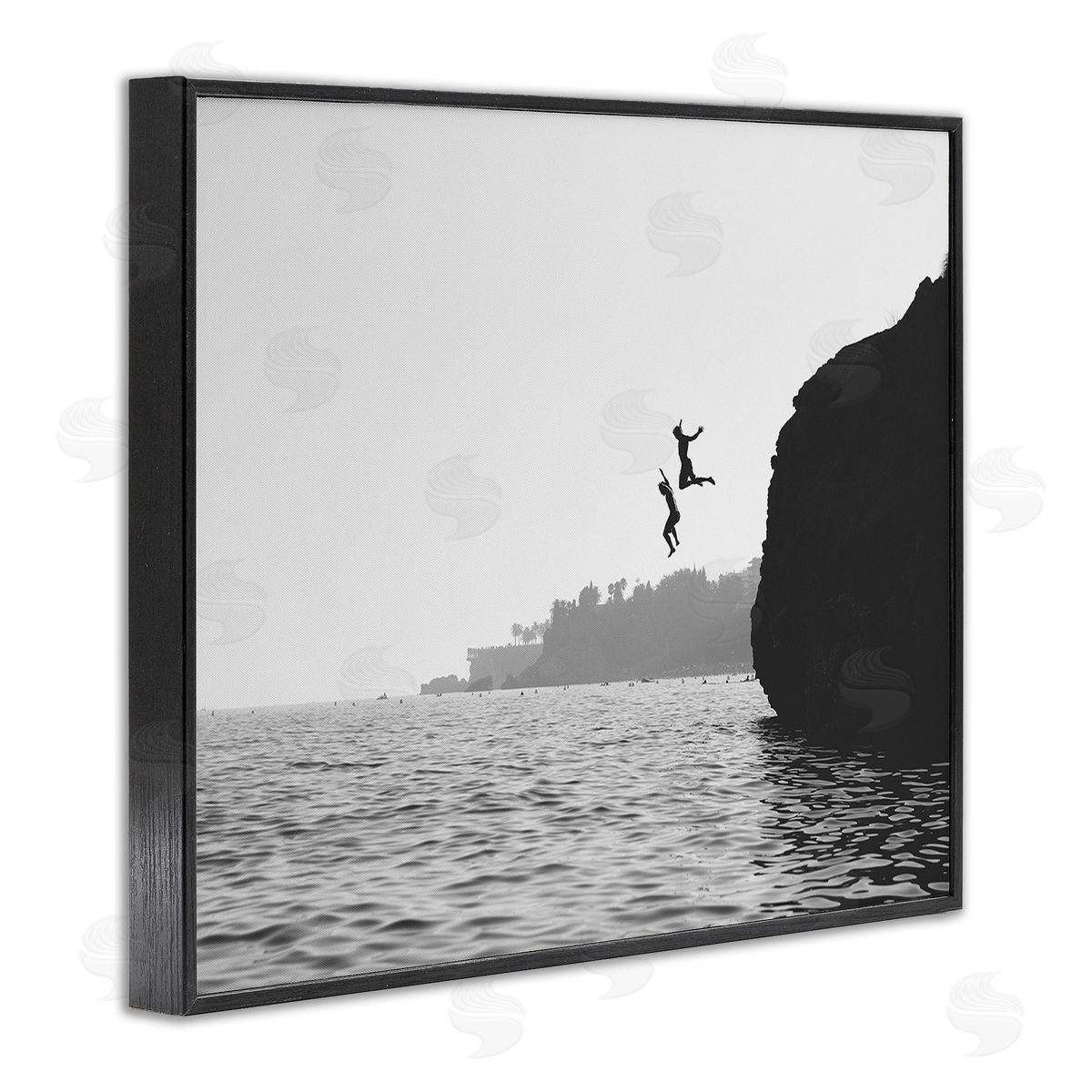 Diving Ocean Cliff Black Frame Print Wall Art, Home Decor by Sisi and Seb