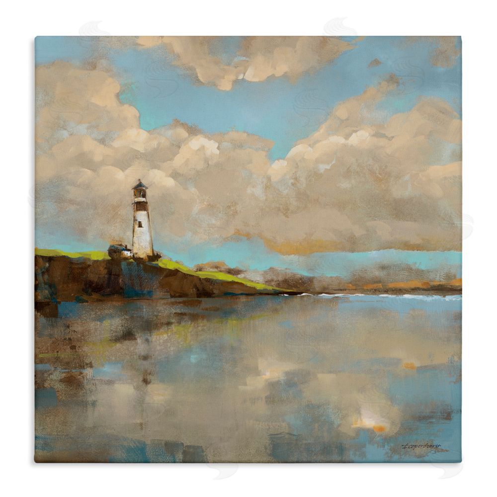 Trevor Copenhaver Lighthouse & Clouds Reflection Stretched Canvas Wall Art Print