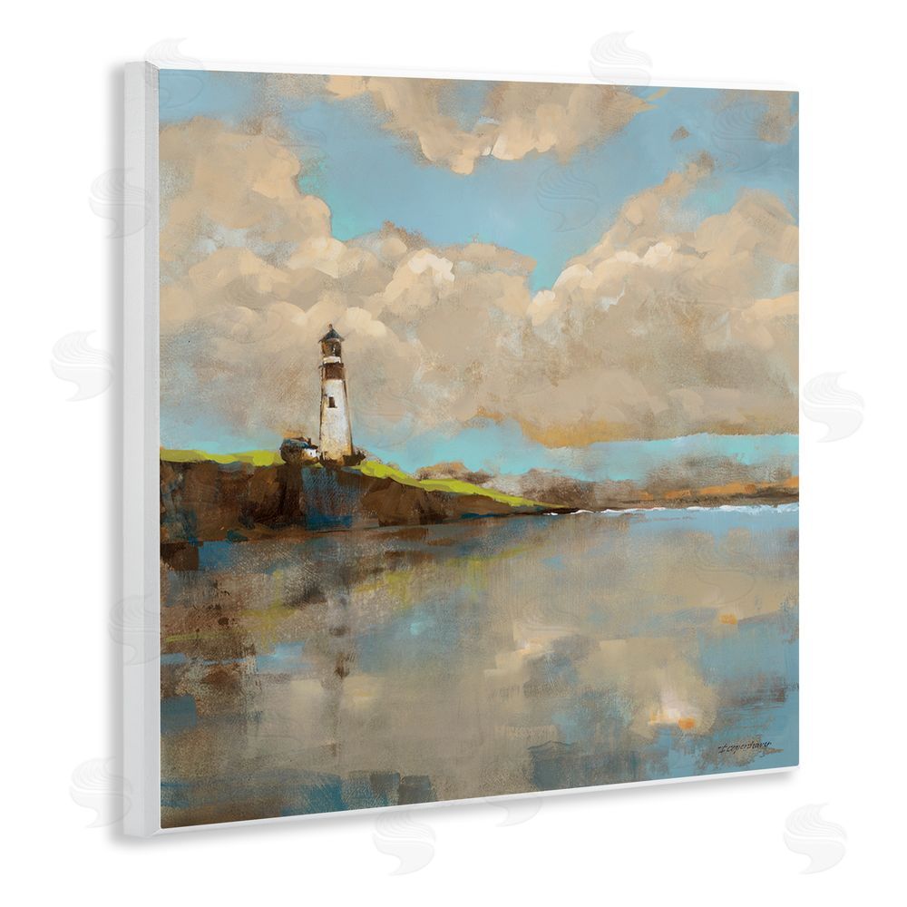 Trevor Copenhaver Lighthouse & Clouds Reflection Wooden Wall Plaque Art Print