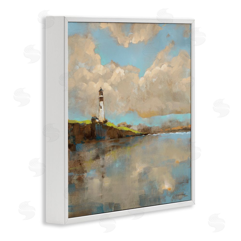 Trevor Copenhaver Lighthouse & Clouds Reflection White Framed Glicee Wall Art Print