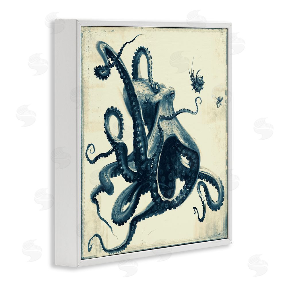 Vlad Mel Vintage Maritime Octopus White Framed Glicee Wall Art Print