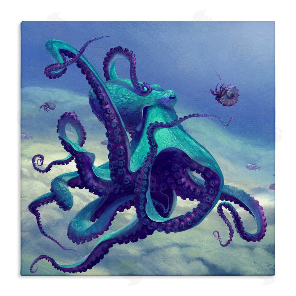 Vlad Mel Vivid Underwater Octopus Stretched Canvas Wall Art Print