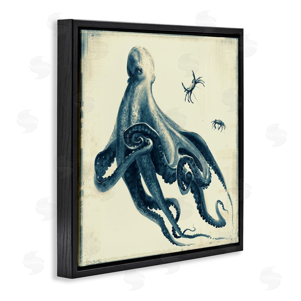 Vlad Mel Octopus & Sea Critters Black Floating Frame Canvas Wall Art Print
