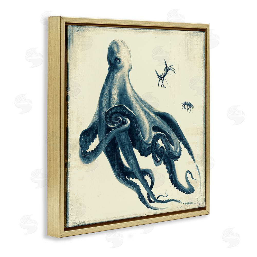 Vlad Mel Octopus & Sea Critters Gold Floating Frame Canvas Wall Art Print