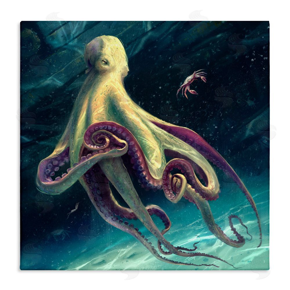 Vlad Mel Deep Water Octopus Stretched Canvas Wall Art Print