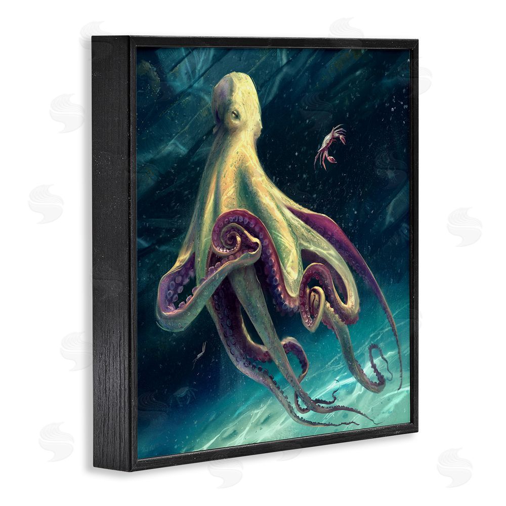 Vlad Mel Deep Water Octopus Black Framed Glicee Wall Art Print