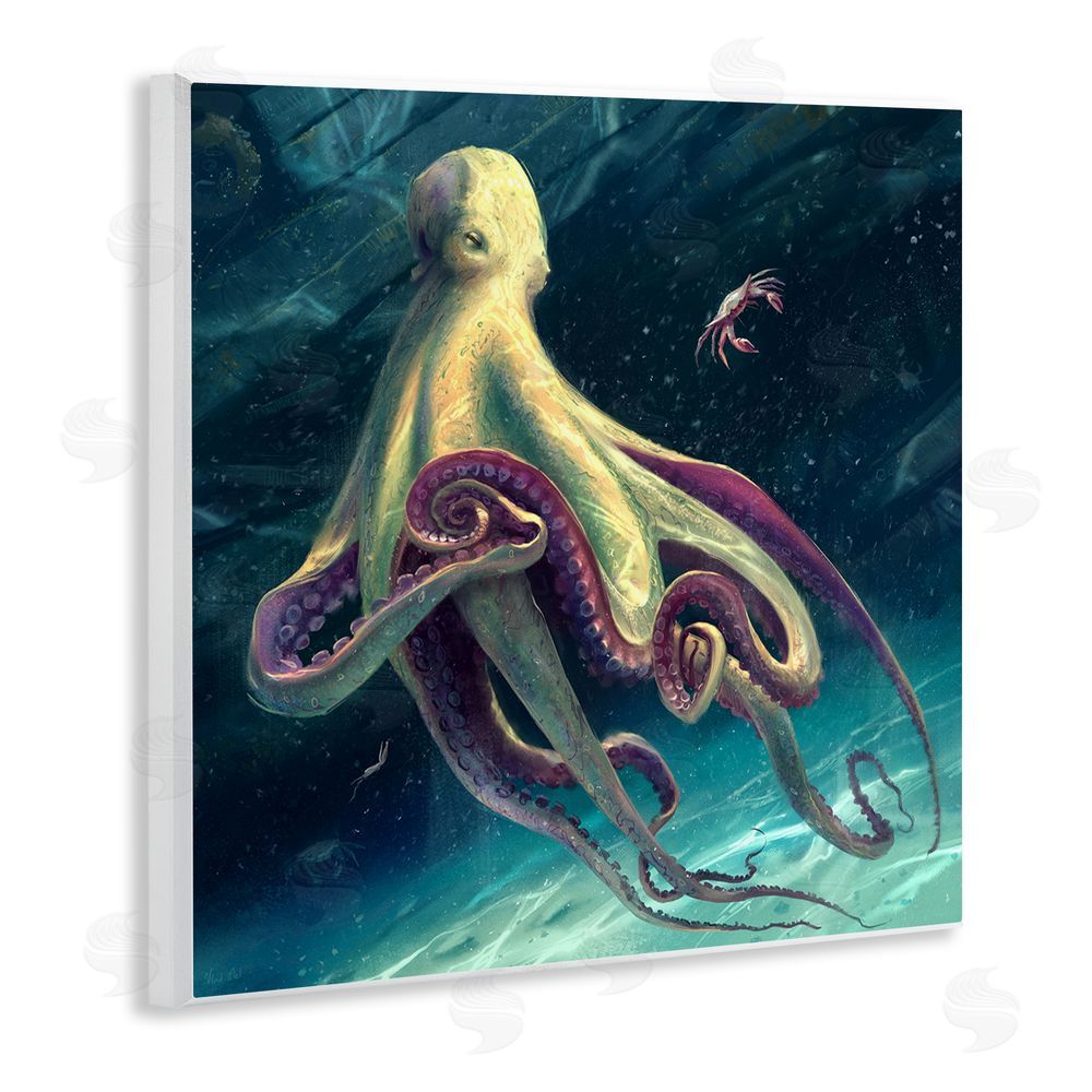 Vlad Mel Deep Water Octopus Wooden Wall Plaque Art Print