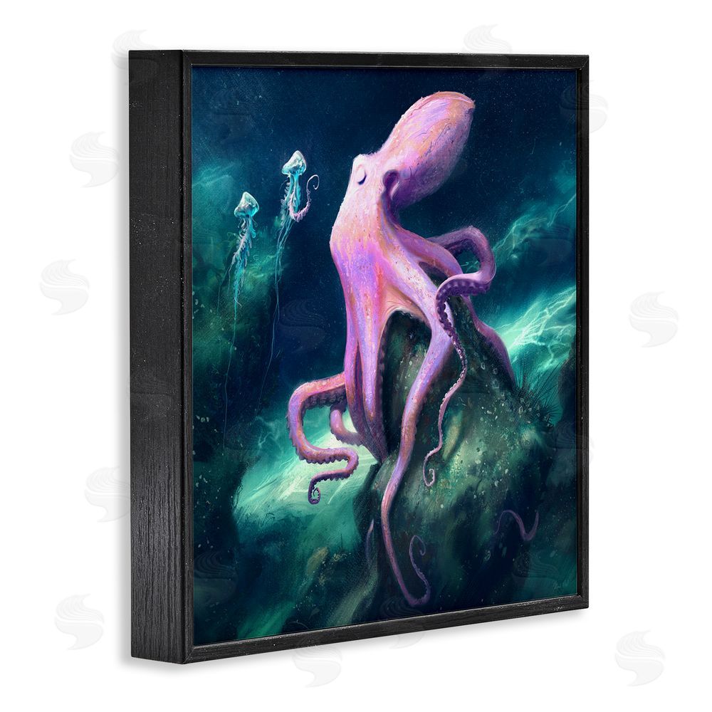 Vlad Mel Octopus & Jellyfish Friends Black Framed Glicee Wall Art Print