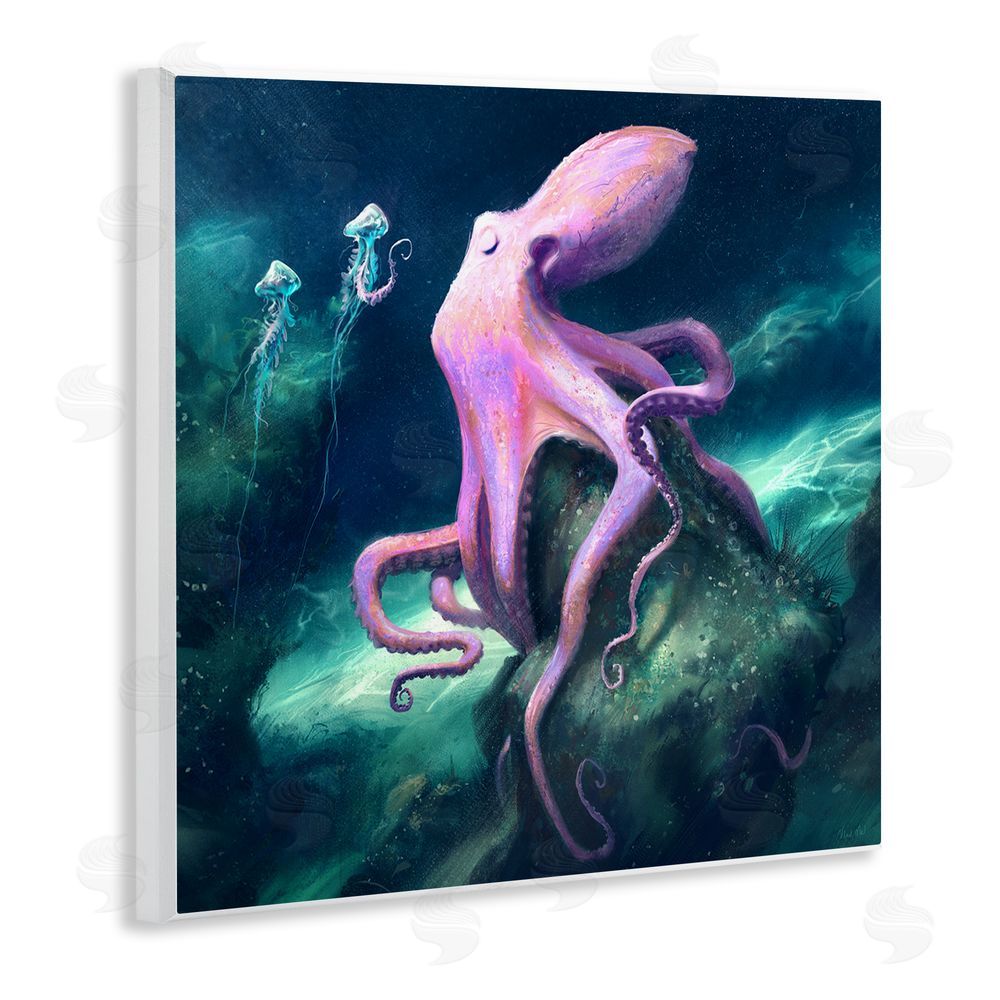 Vlad Mel Octopus & Jellyfish Friends Wooden Wall Plaque Art Print