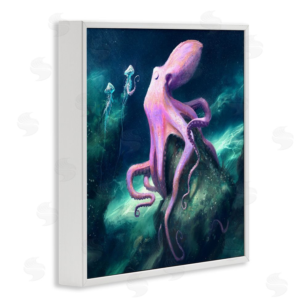 Vlad Mel Octopus & Jellyfish Friends White Framed Glicee Wall Art Print