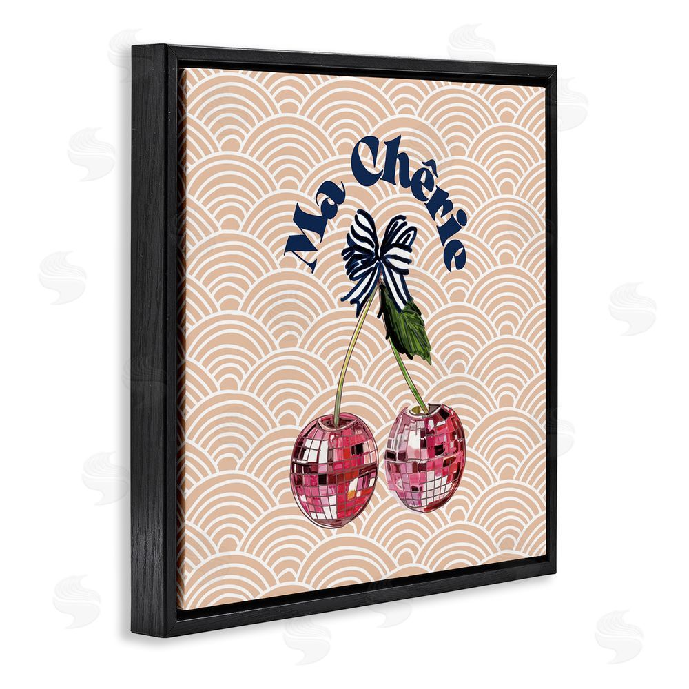 Amelia Noyes Arch Patterned Cherries Black Floating Frame Canvas Wall Art Print