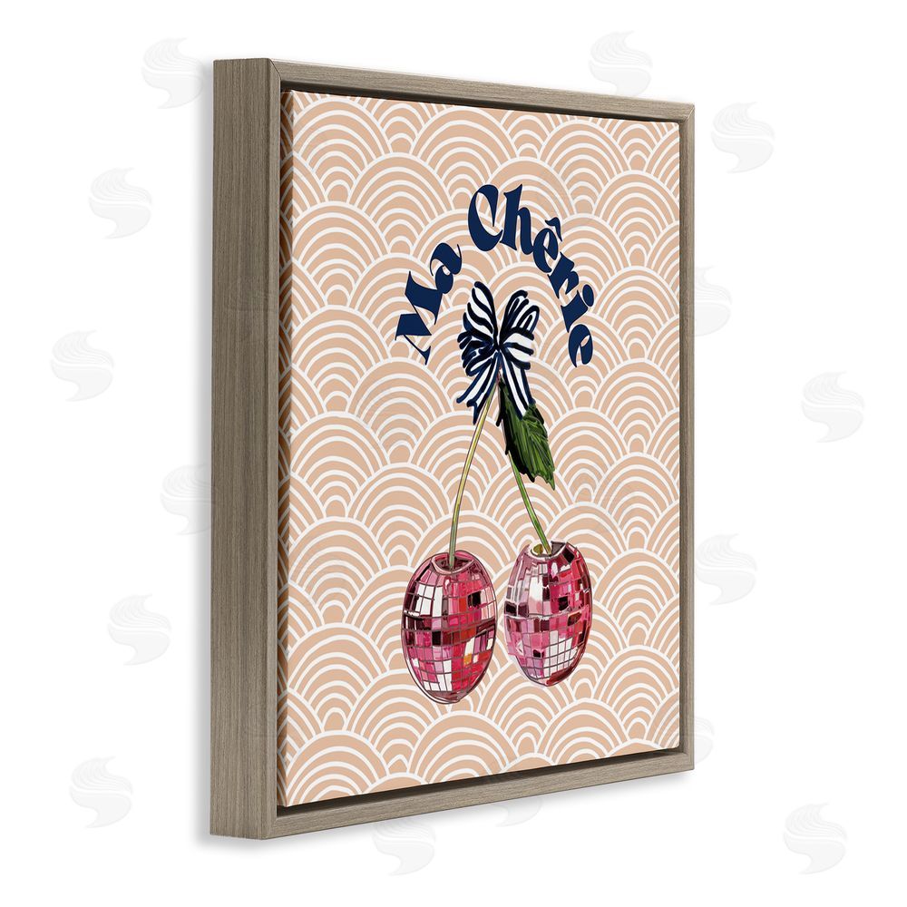 Amelia Noyes Arch Patterned Cherries Brown Floating Frame Canvas Wall Art Print