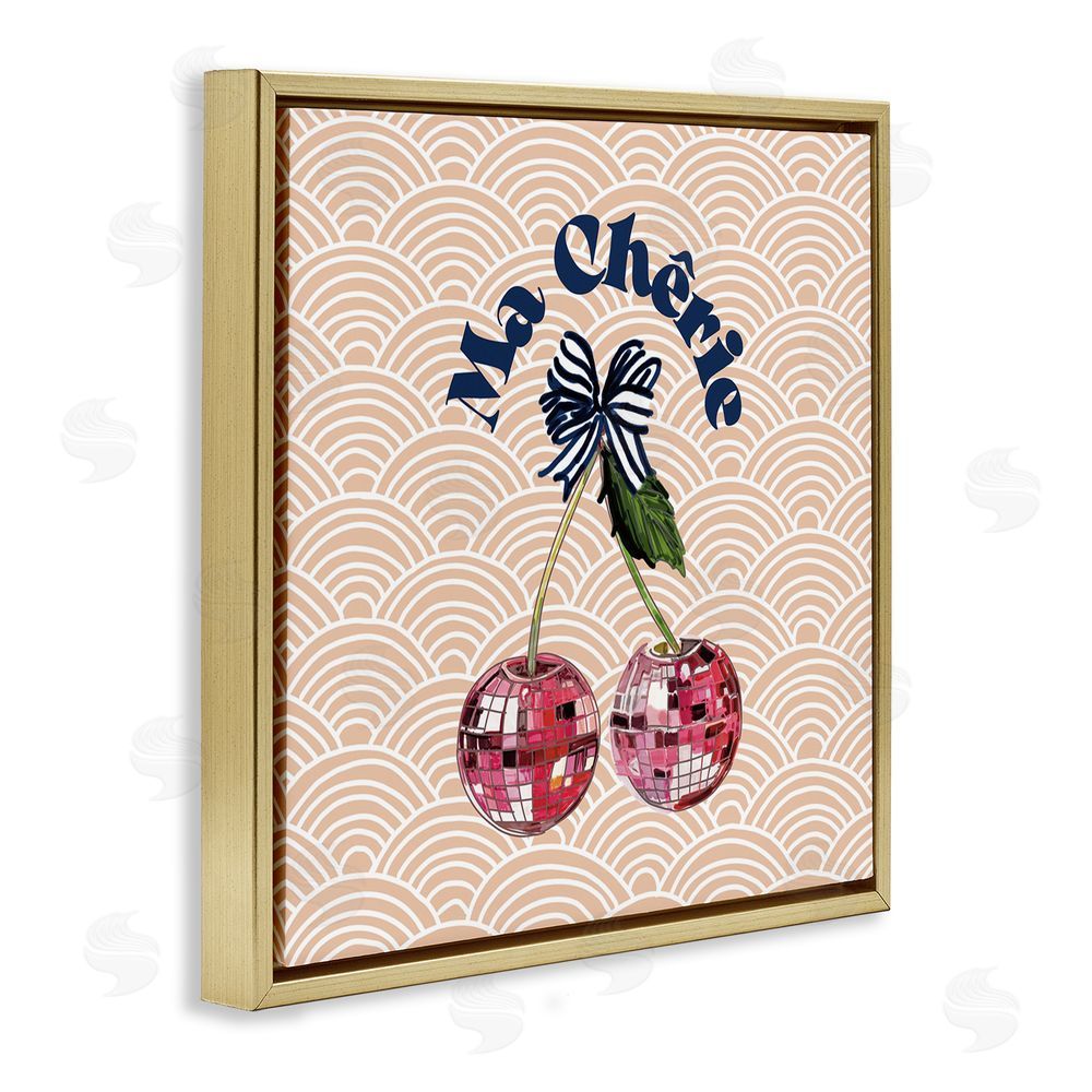 Amelia Noyes Arch Patterned Cherries Gold Floating Frame Canvas Wall Art Print