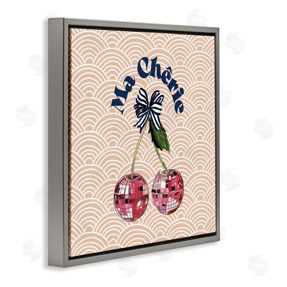 Amelia Noyes Arch Patterned Cherries Gray Floating Frame Canvas Wall Art Print