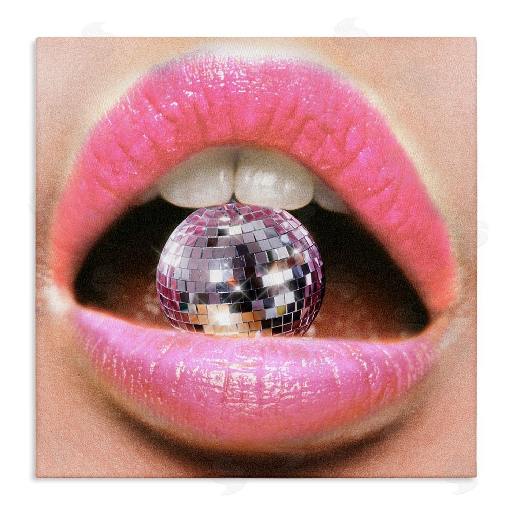 Ziwei Li Biting Disco Ball Stretched Canvas Wall Art Print