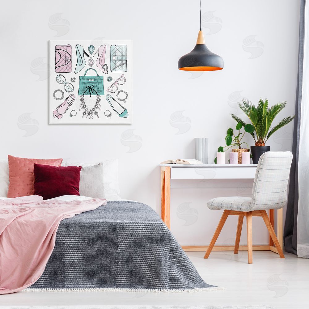 Martina Pavlova Pastel Fashion Accessories Canvas Wall Art in Room