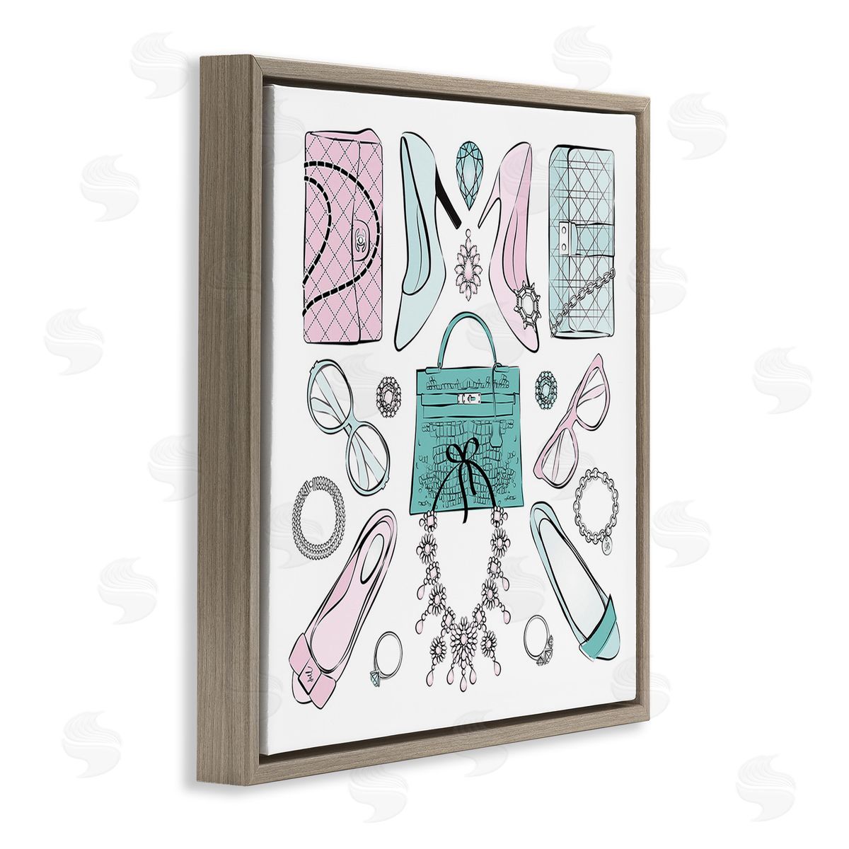 Martina Pavlova Pastel Fashion Accessories Brown Floating Frame Canvas Wall Art Print