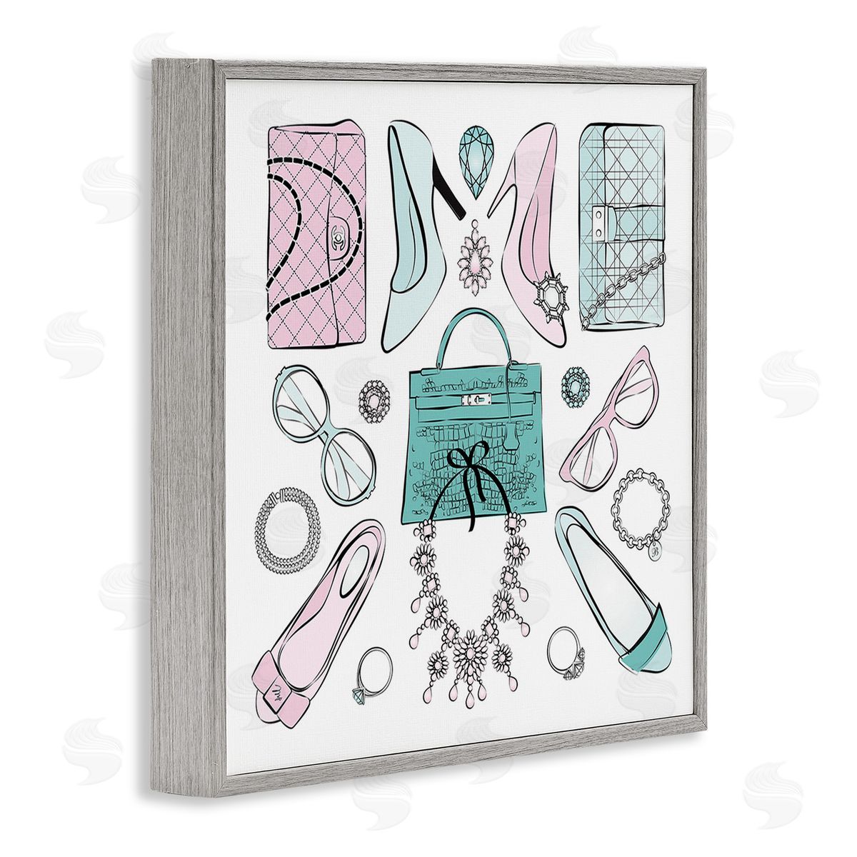 Martina Pavlova Pastel Fashion Accessories Gray Framed Glicee Wall Art Print