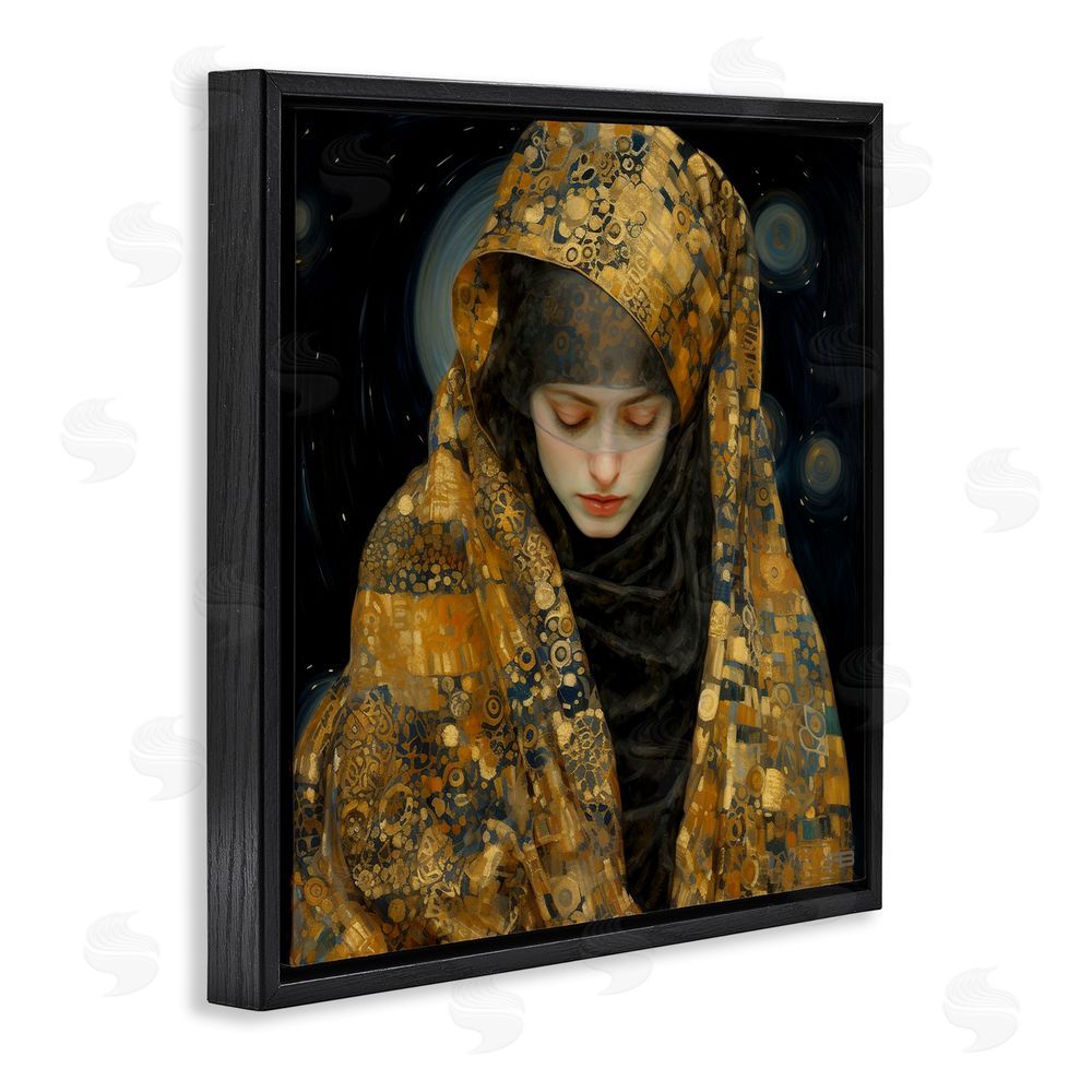 RB Astral Geometric Portrait Black Floating Frame Canvas Wall Art Print