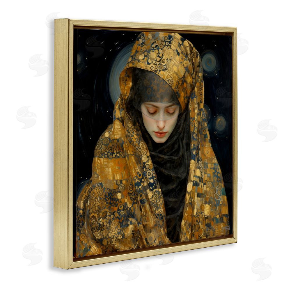 RB Astral Geometric Portrait Gold Floating Frame Canvas Wall Art Print