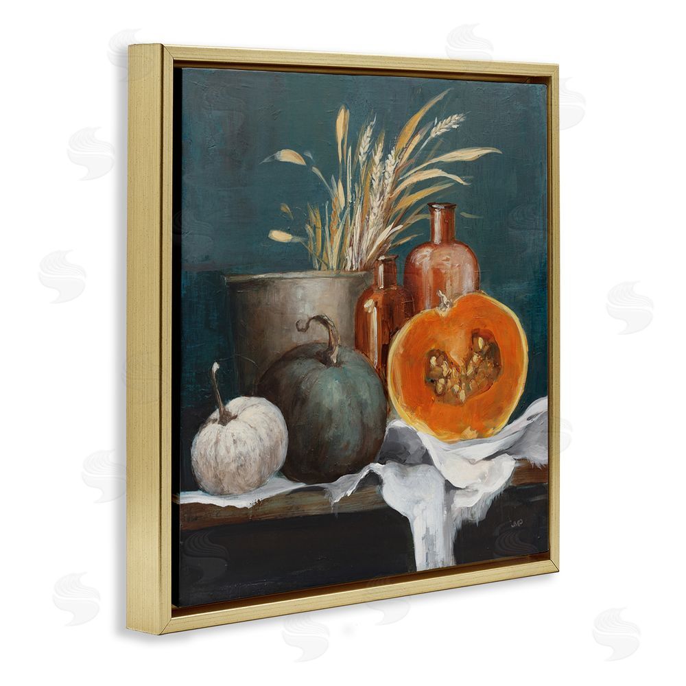 Julia Purinton Autumn Harvest Still Life Gold Floating Frame Canvas Wall Art Print