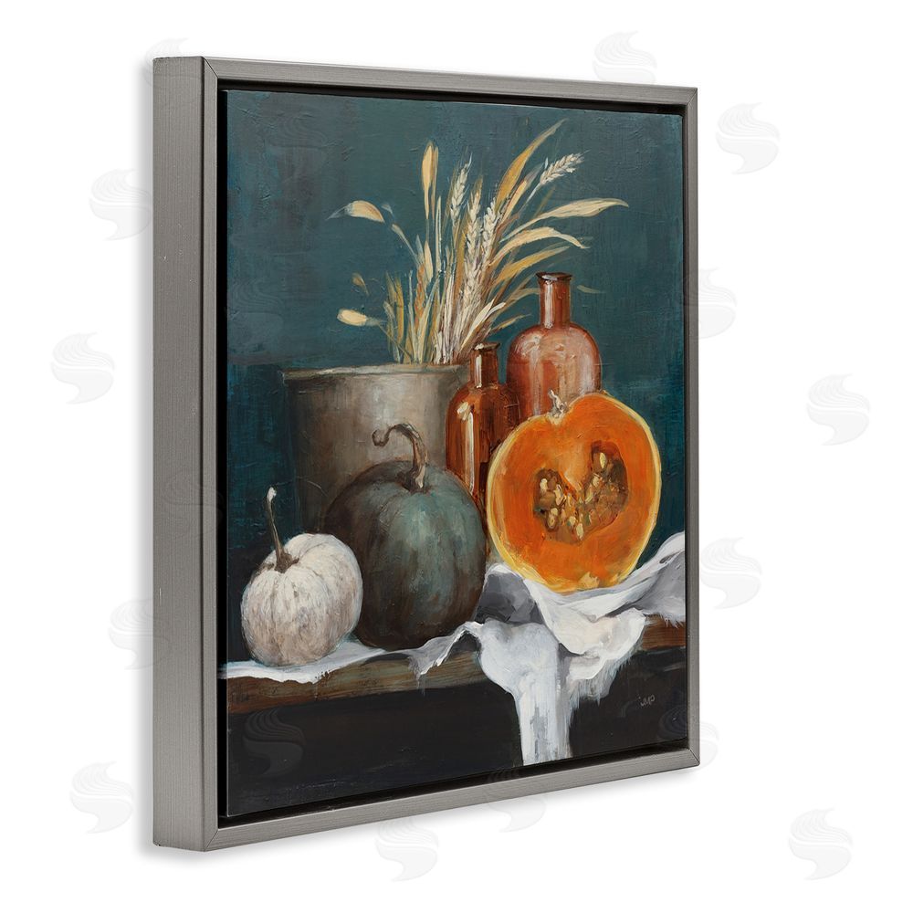 Julia Purinton Autumn Harvest Still Life Gray Floating Frame Canvas Wall Art Print