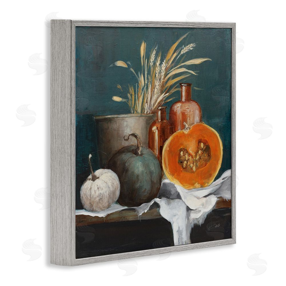 Julia Purinton Autumn Harvest Still Life Gray Framed Glicee Wall Art Print