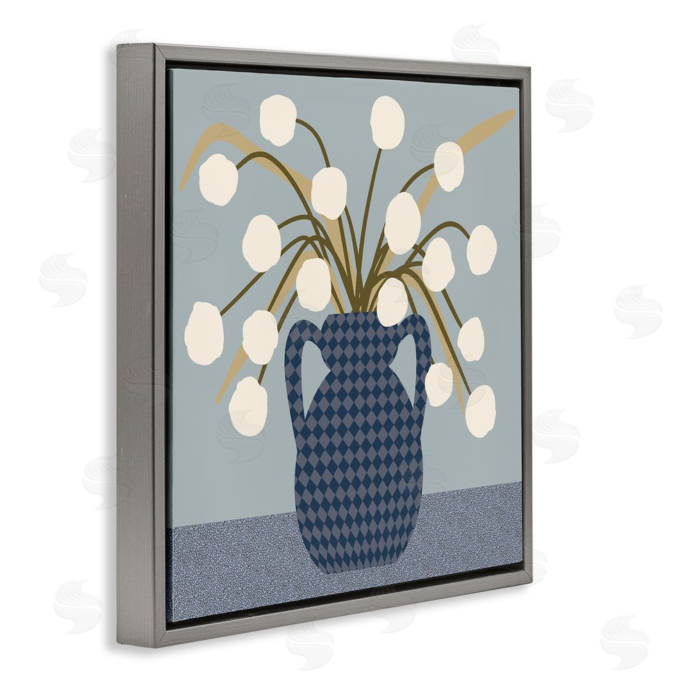 Regina Moore Abstract Plant Still Life Gray Floating Frame Canvas Wall Art Print