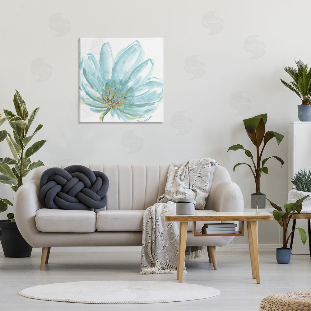 June Erica Vess Pale Blue Blossom Canvas Wall Art in Room