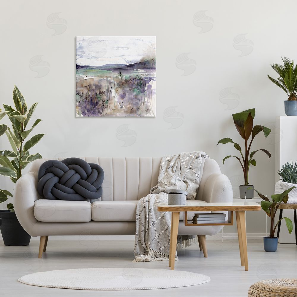 Melissa Wang Purple Mountain Distortion Canvas Wall Art in Room