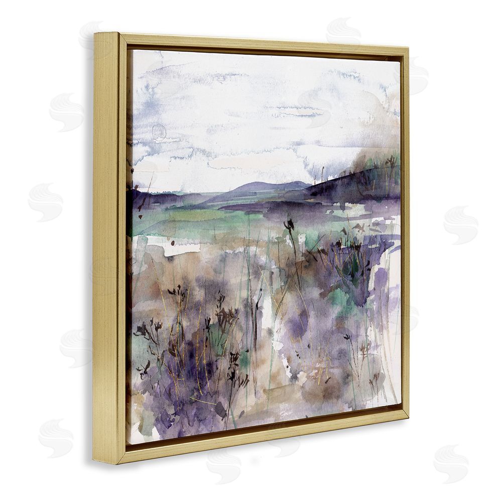 Melissa Wang Purple Mountain Distortion Gold Floating Frame Canvas Wall Art Print