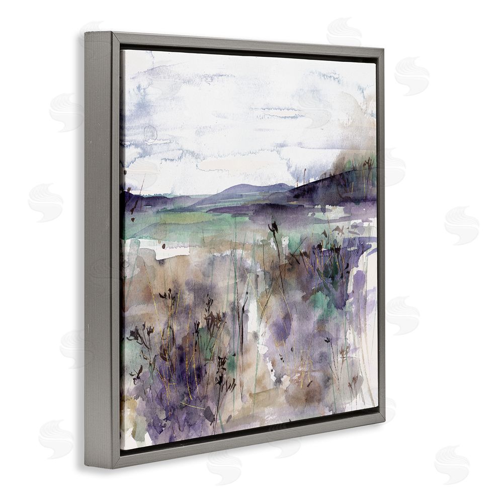 Melissa Wang Purple Mountain Distortion Gray Floating Frame Canvas Wall Art Print