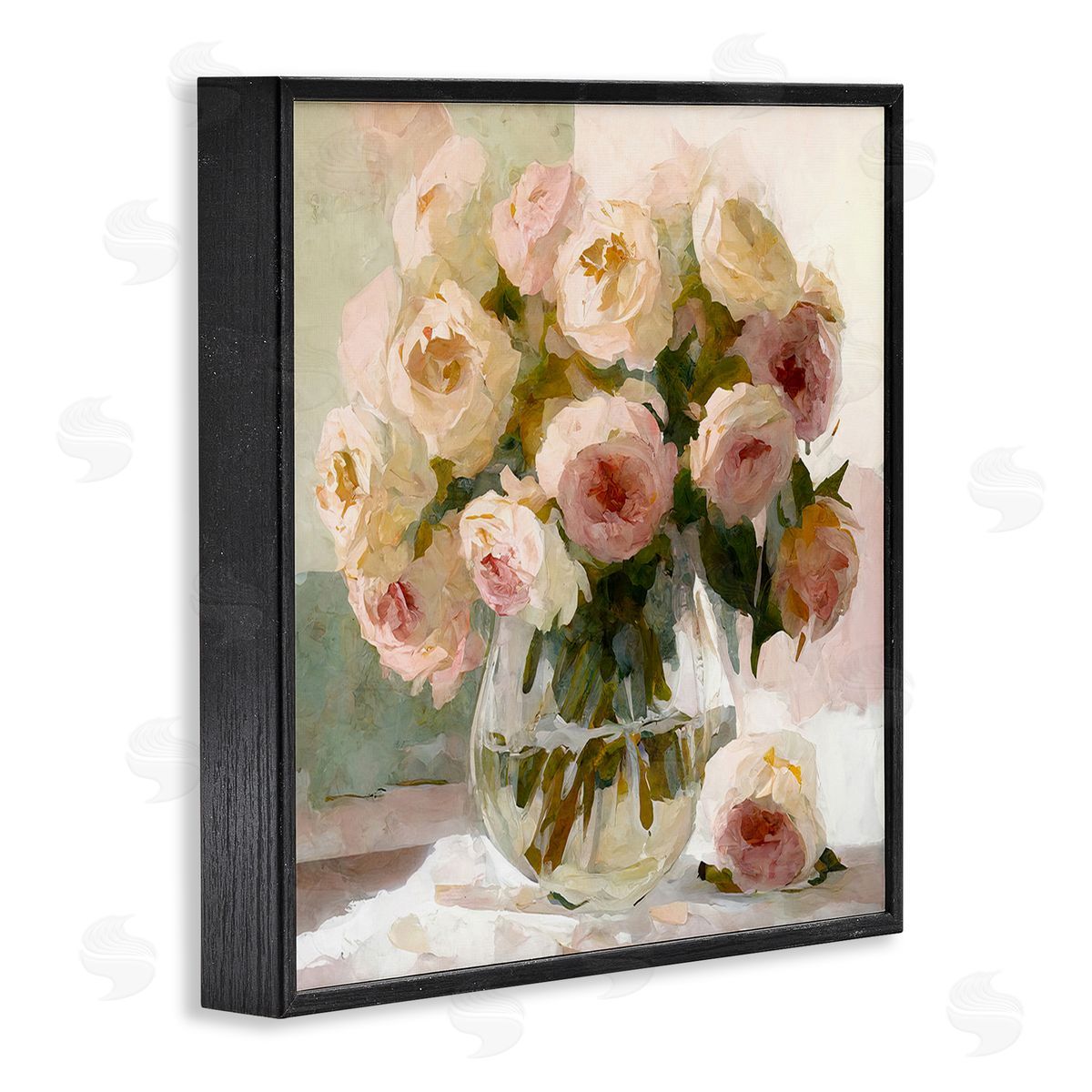 Full Rose Blossoms Black Frame Print Wall Art, Home Decor by Gina Kelly