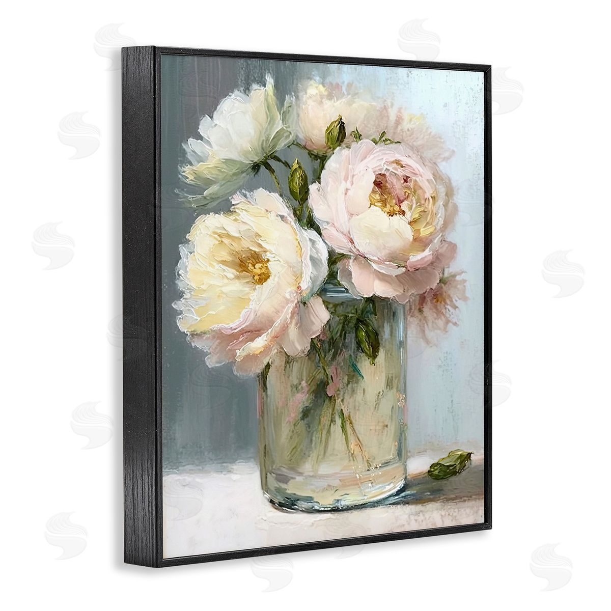 Subtle Rose Blooms Black Frame Print Wall Art, Home Decor by Gina Kelly