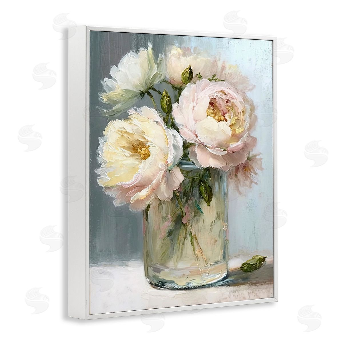 Subtle Rose Blooms White Frame Print Wall Art, Home Decor by Gina Kelly