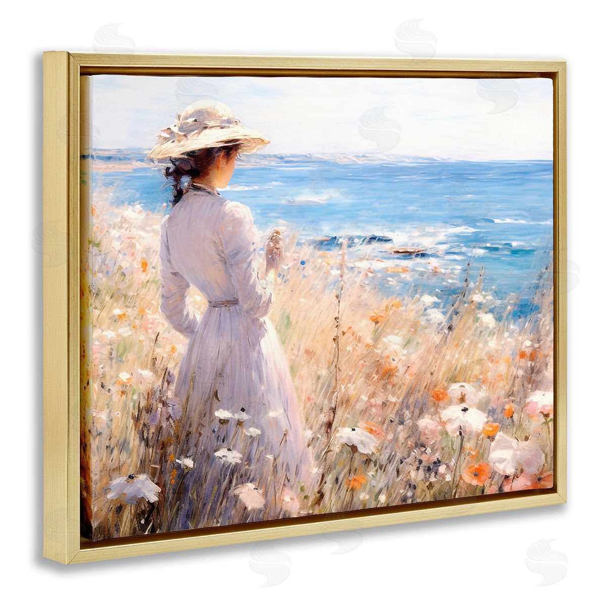 Classic Woman by Shore Gold Floating Frame Canvas Wall Art, Home Decor by RB