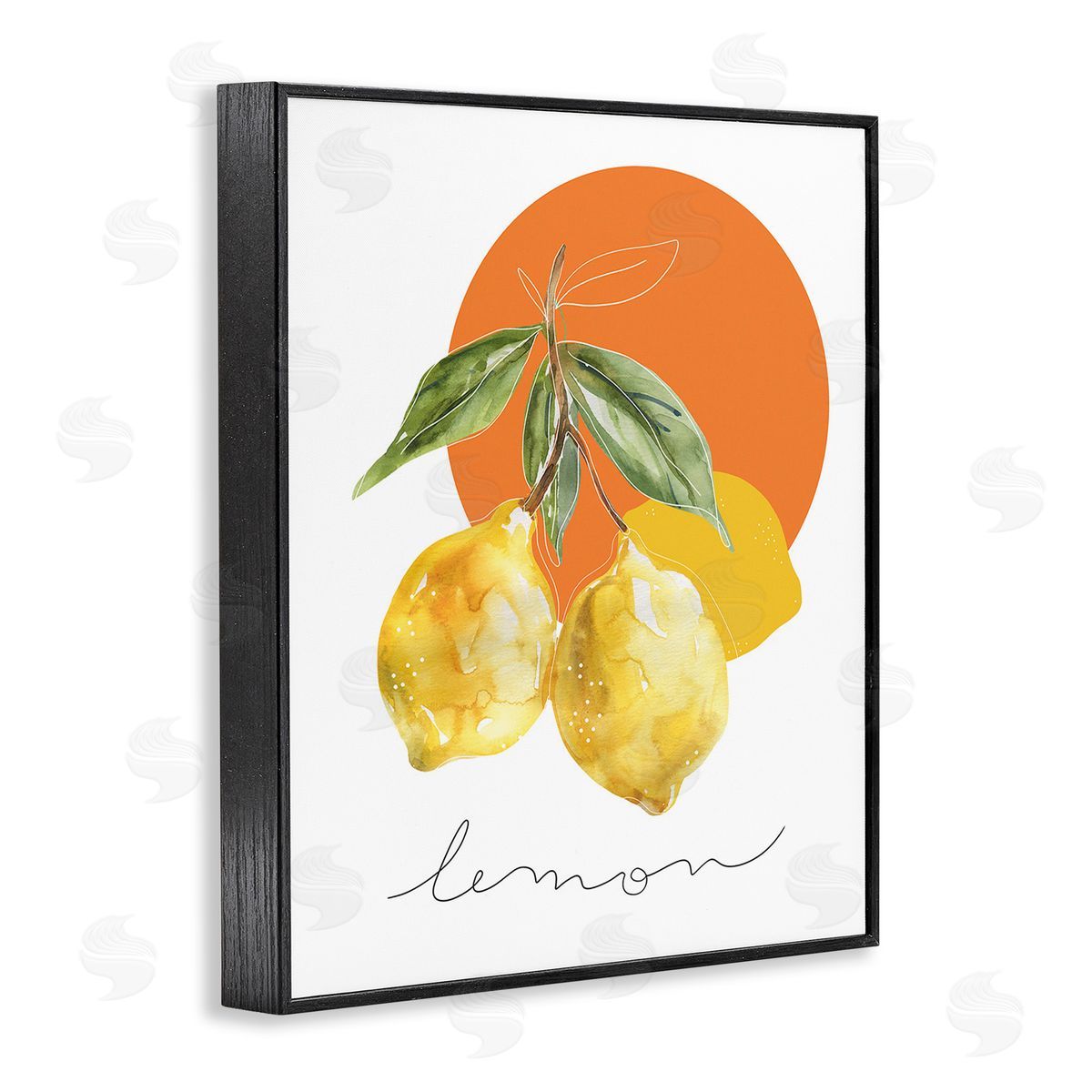 Modern Lemons Branch Black Frame Print Wall Art, Home Decor by Carol Robinson