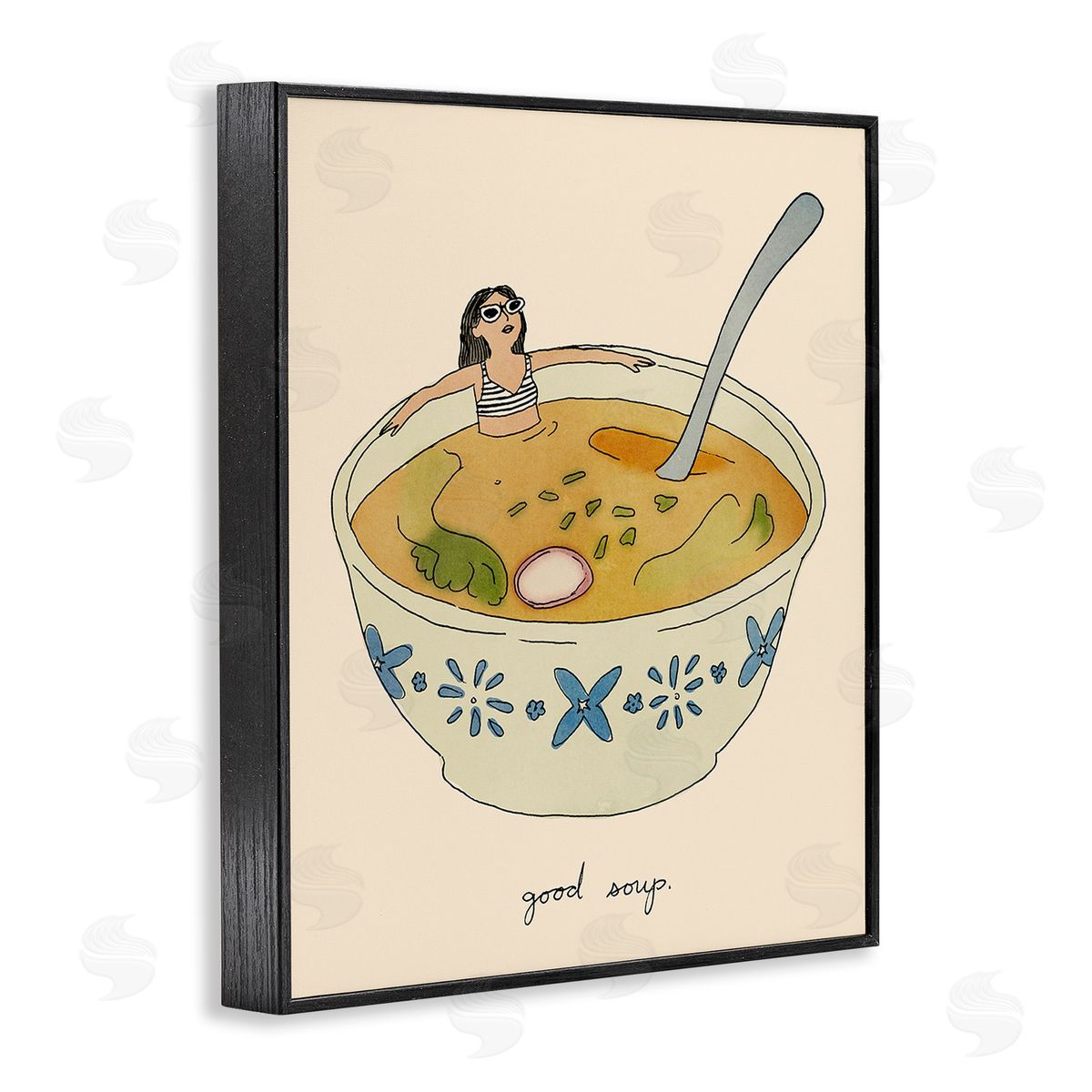Girl Bathing in Soup Black Frame Print Wall Art, Home Decor by Victoria Barnes