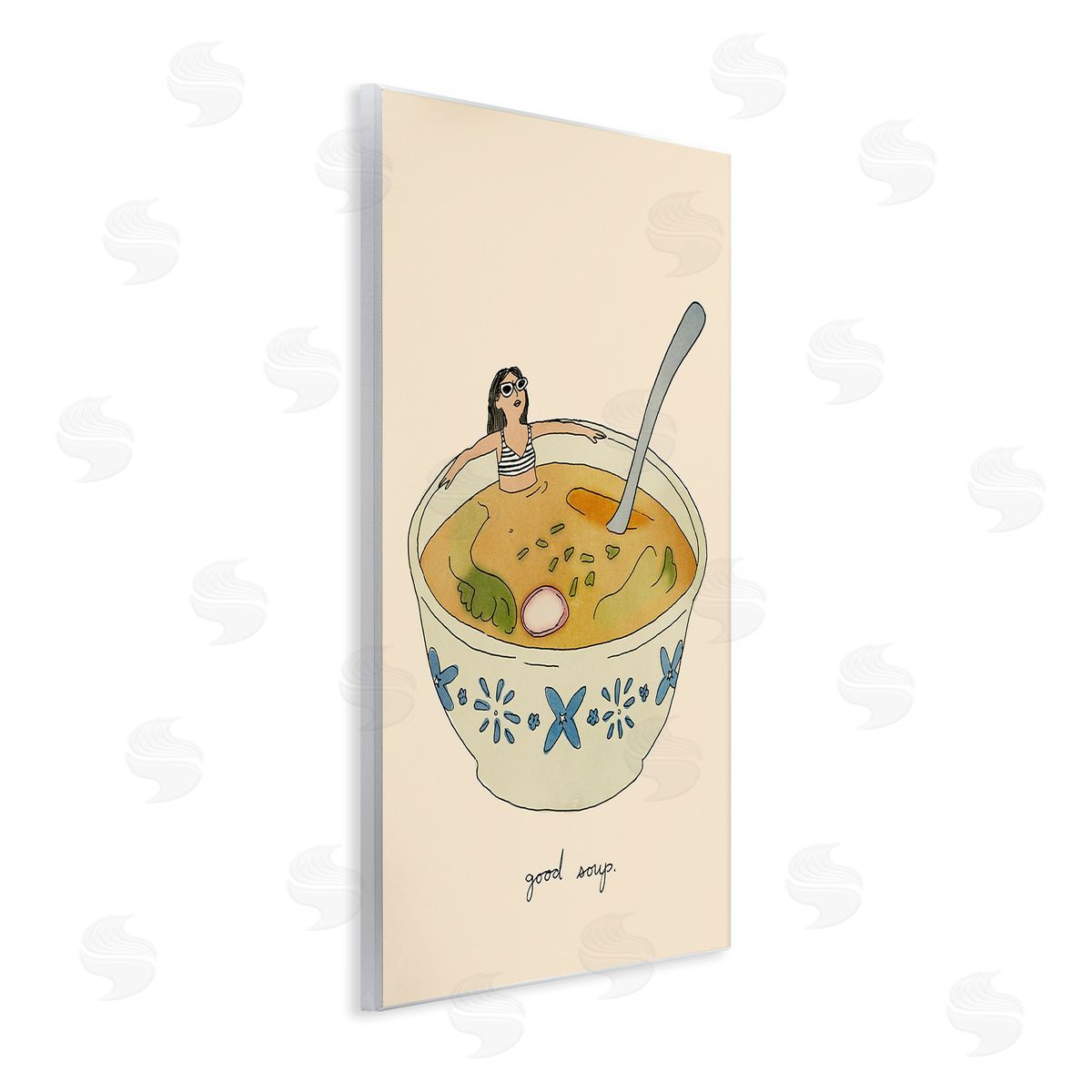 Girl Bathing in Soup Wood Plaque Wall Art, Home Decor by Victoria Barnes