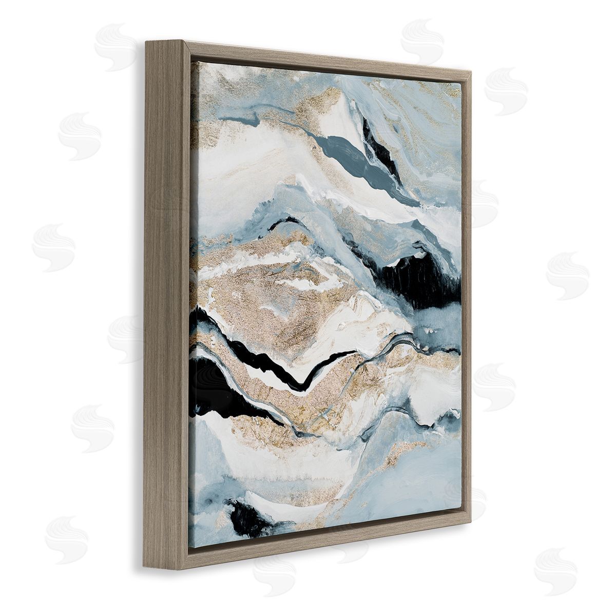 Blue Natural Geode Pattern Brown Floating Frame Canvas Wall Art, Home Decor by Lanie Loreth