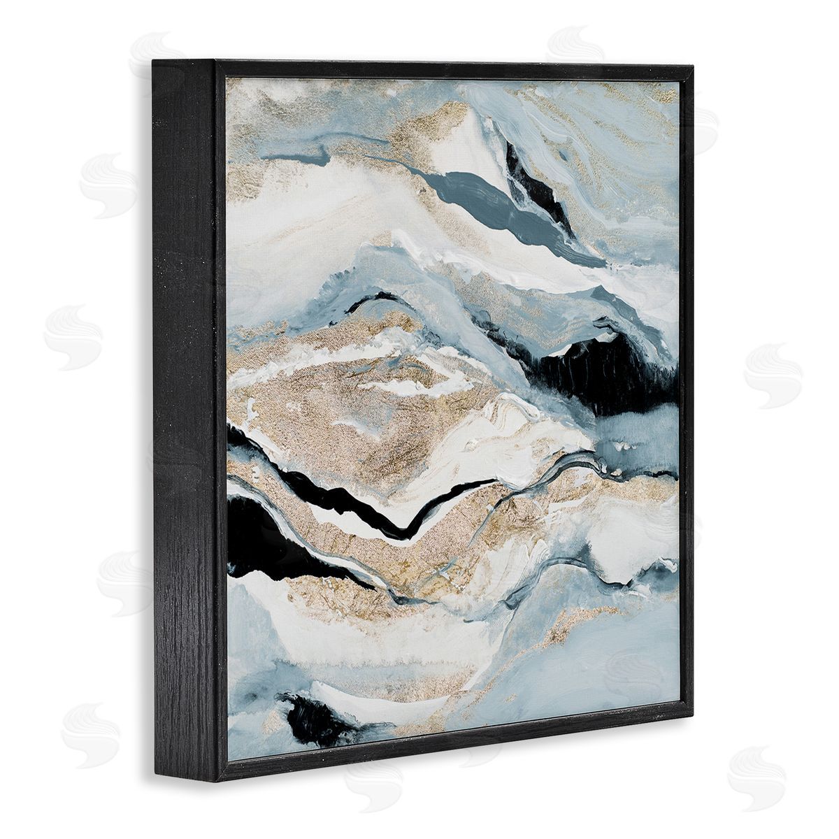 Blue Natural Geode Pattern Black Frame Print Wall Art, Home Decor by Lanie Loreth