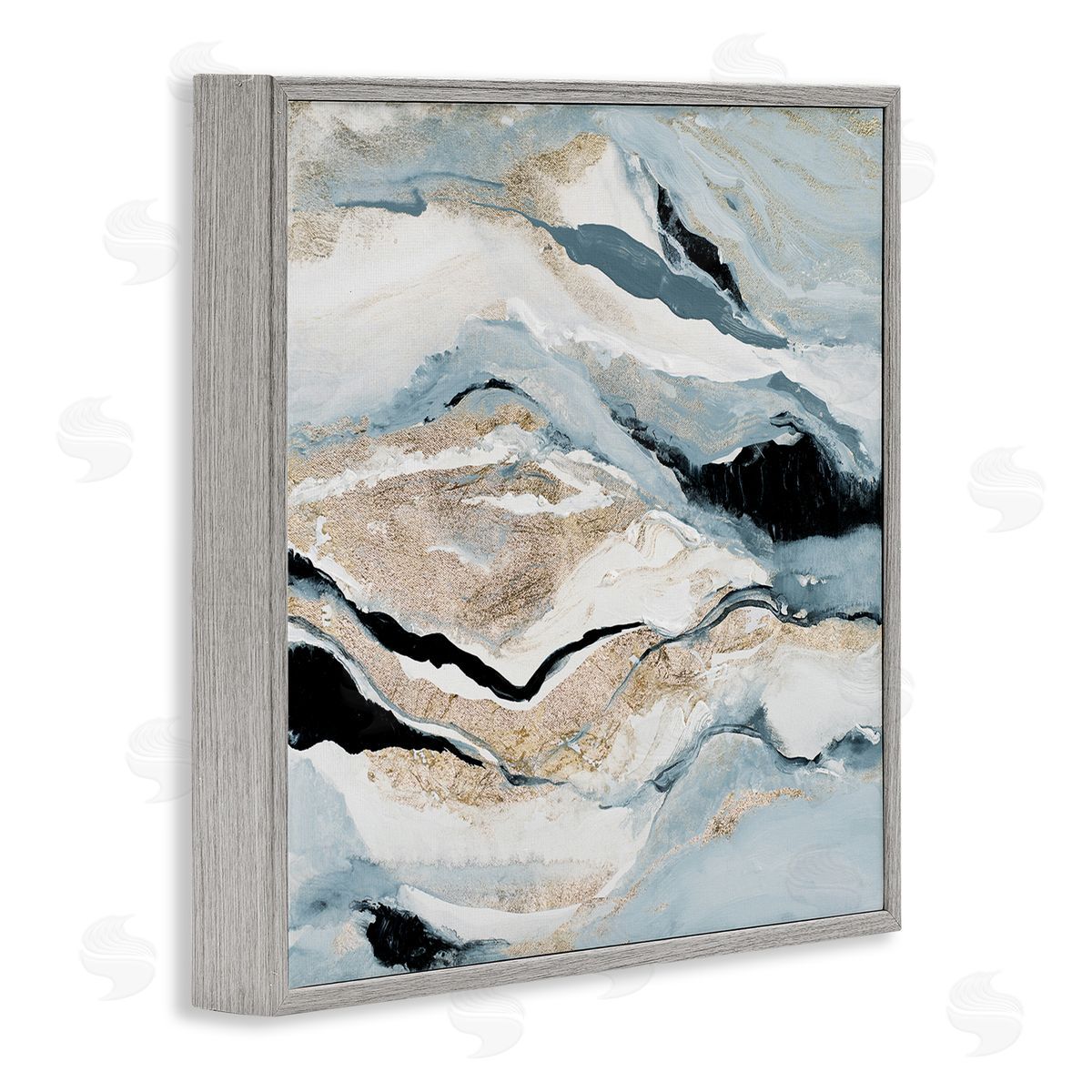 Blue Natural Geode Pattern Grey Frame Print Wall Art, Home Decor by Lanie Loreth