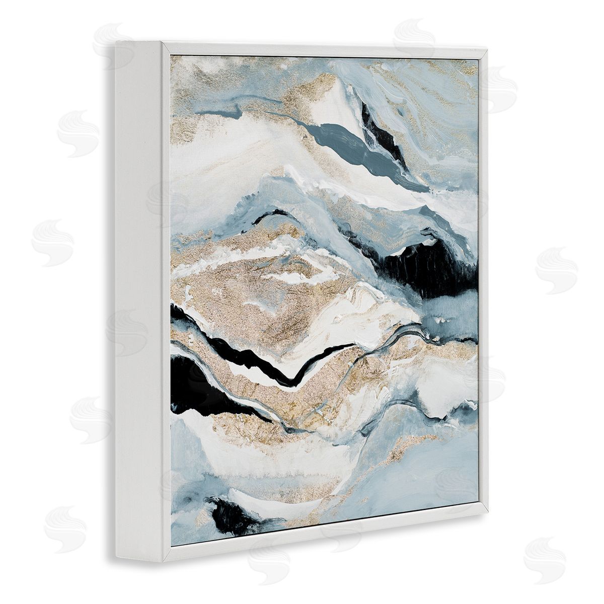 Blue Natural Geode Pattern White Frame Print Wall Art, Home Decor by Lanie Loreth