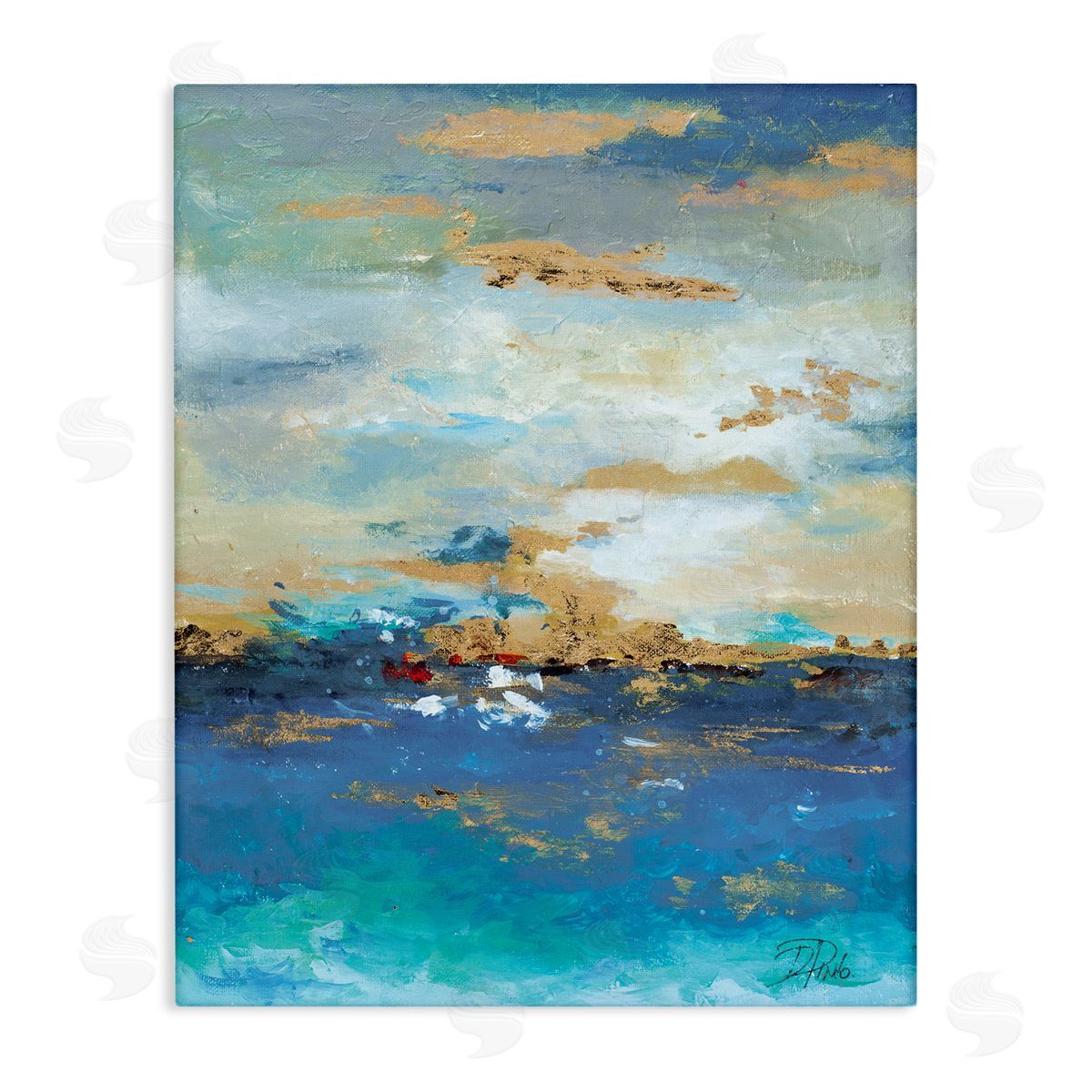 Ocean View with Tan Accents Canvas Wall Art, Home Decor by Patricia Pinto